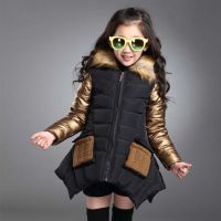 Girls clothes kids winter hooded thickening cotton jacket kids clothes long style coat child warmly jacket girls cute tops 3-13Y