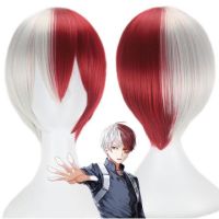 อะนิเมะ My Hero Academia Todoroki Shoto วิกผมยาวผู้หญิงคอสเพลย์ผมสีแดงและสีขาวเครื่องแต่งกาย Boku No Halloween Party Props