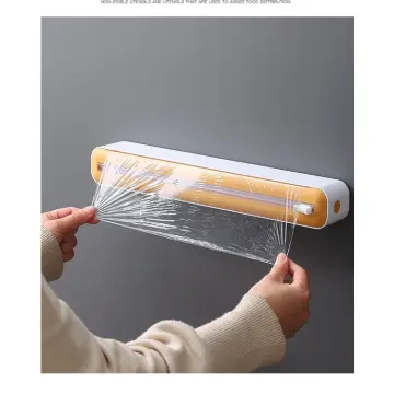 Bamboo Foil and Wrap Dispenser With Slide Cutter Sliding Divider Storage  Dispenser for Foil Cling Film Parchment Paper Home Decor 