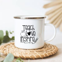 Super Teacher Print Mugs Creative Coffee Water Cups Drinks Dessert Breakfast Milk Cup Enamel Mugs Handle Drinkware Teacher Gifts