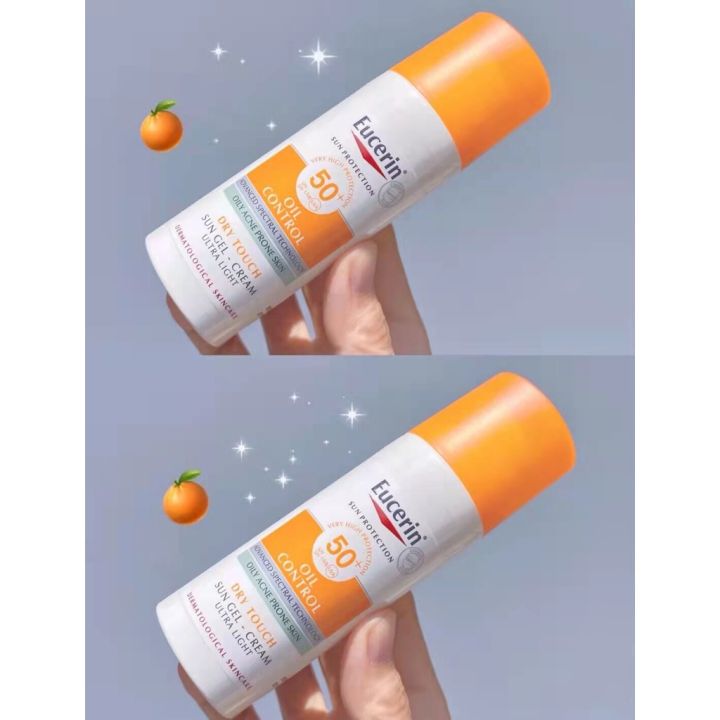 eucerin-sun-dry-touch-oil-control-face-spf50-50ml-ยูเซอริน-ซัน-ดราย-ทัช-ออยล์-คอนโทรล-ครีมกันแดดเนื้อบางเบา-การควบคุมน้ำมันอย่างต่อเนื่อง-ป้องกันรังสีอุลตราไวโอเล็ต