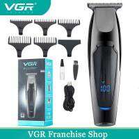 VGR ปัตตาเลี่ยน Professional น้ำมันสำหรับตัดผมหัวแกะสลัก Personal Care LCD หน้าจอดิจิตอล Clippers Trimmer Men