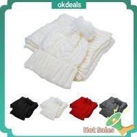 OKDEALS Knitted Woollen Soft Winter Warm Beanie Cap+Scarf Neckwarmer Hat And Scarf Set Thick Knit