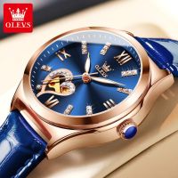 OLEVS 6636 Fashion Automatic Mechanical Watches For Women Waterproof Genuine Leather Band Women Wristwatch