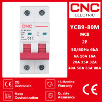 CNC YCB9-80M MCB 2P 5060Hz 6kA 36ซม. Disjuntor Em Miniatura 6101620253240506380A