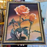กรอบรูปติดผนัง ดอกไม้ ดอกกุหลาบ 45x58 ซม. ใส่กระจก เสริมฮวงจุ้ย บ้าน ร้านค้า ของขวัญ ของชำร่วย