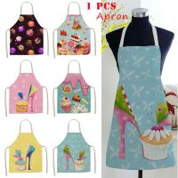 Home Cake Donut Pattern Printed Kitchen Apron for Woman Sleeveless Linen Aprons for Cooking Home Cleaning Tool Aprons for Women Aprons