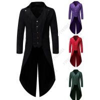 2023 Vintage Gothic Steampunk ชุดเสื้อกั๊กผู้ชายสีแดง Slim Fit เสื้อกั๊ก Waistcoat ผู้ชายฮาโลวีนคอสเพลย์เครื่องแต่งกาย Homme