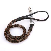 ♀﹊ Leather Dog Leash for Large Dogs Strong Leather Braided Dog Leash with Buffer Spring Pet Traction Rope for German Shepherd Dog