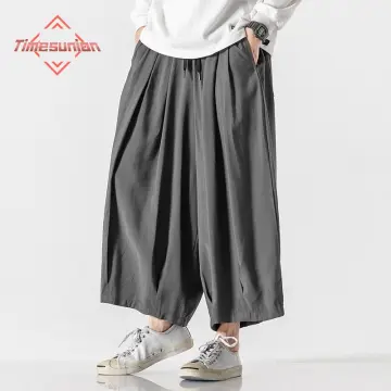 Men Baggy Harem Pants Japanese Mens Crotch Wide Leg Pants Casual Loose  Trousers* | eBay