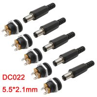 5/10/20Pair DC022 DC Power Socket Female Jack Screw Nut Panel Mount Connector 12V 3A 5.5x2.1mm Plastic DC Power Male Plug Adapte