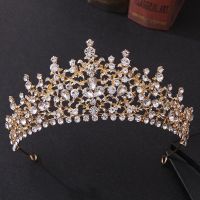 FORSEVEN Baroque Rhinestone Crown GoldSilver Color Tiara Women Girls Headpeice Bride Wedding Headband Hair Accessories JL