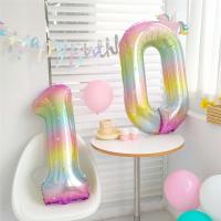 【hot】✷ 40inch 1 2 3 4 5 Large Star Number Gradient Colorful Foil Helium Balloons Birthday Decoration Globos