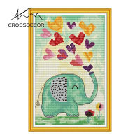 Crossdecor Cross Stitch ชุดวัสดุ DMC 11CT 14CT Aida ผ้าผ้าสัตว์ Series Stamped เย็บปักถักร้อยชุดตกแต่งสำหรับ Sala Wall - Caring ช้าง