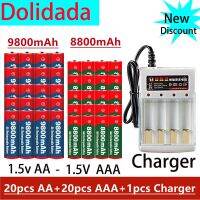 1.5V AA 9800mAh+1.5V AAA 8800mAh Alkaline Rechargeable Battery with Charger for Computer Clock Radio Video Game Smoke Telephone Household Security Sys