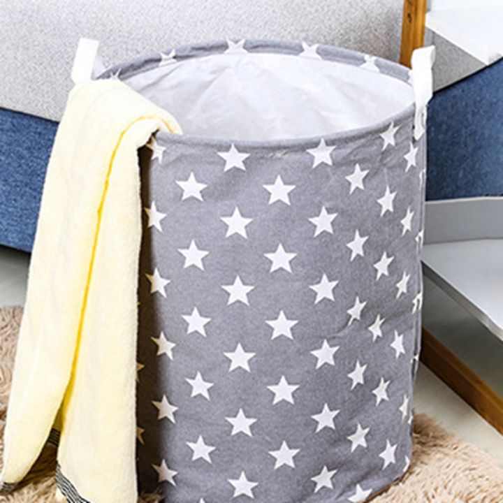 waterproof-collapsible-extra-large-drawstring-clothes-hamper-storage-with-handle-with-stylish-stars-design