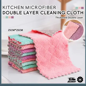 10PCS Microfiber Thick Kitchen Towel Dishcloth Kitchen Rags Gadget