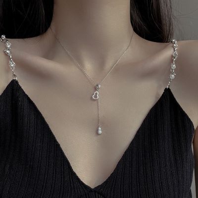 【cw】 VOQ Color Pendant Tassel Necklaces for Inlay Hollow Gourd Clavicle Chain Jewelry ！
