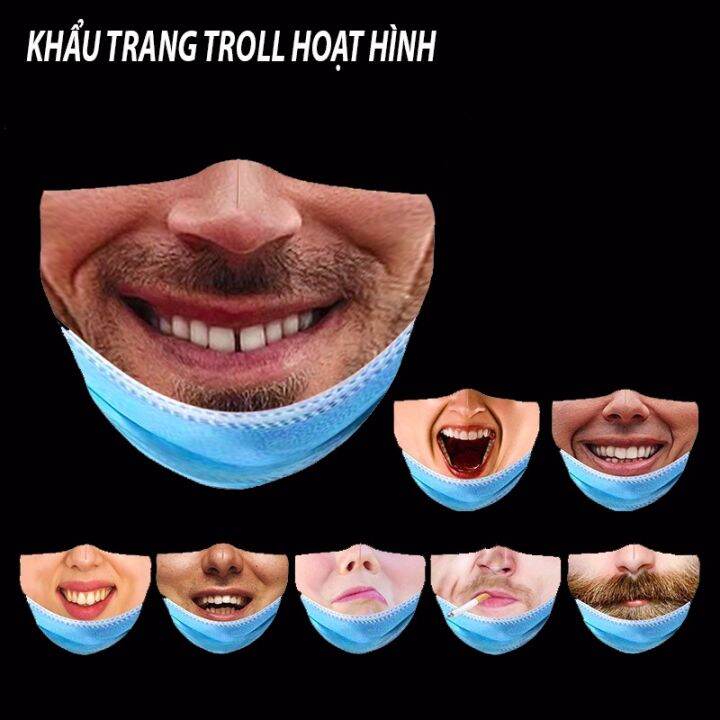 Khẩu trang mặt người cười in hình miệng hài hước vui nhộn troll dị chất  liệu vải mềm 2 lớp  Lazadavn