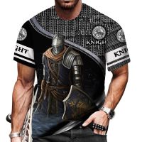 2023 In stock Summer Knights Templar 3D Printed Mens  T-shirt Cool Medieval Armor O-neck Short Sleeve Streetwear Shirt Male Fitness Jersey，Contact the seller to personalize the name and logo