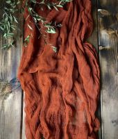 RU110AF Rustic boho Wedding decor 60*390cm sage green terracotta burgundy gauze sheer cheesecloth table runner