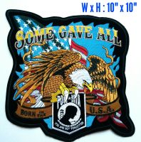 ตัวรีดติดหลังเสื้อขนาดใหญ่ 10"*10" นิ้ว Large Eagle Some Gave All PowMia Biker Iron on patch