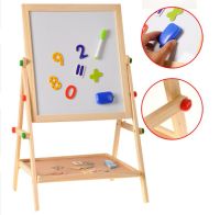 Free Shipping Children Wood Double-Sided Magnetic Drawing Board Wooden Educational Sketchpad Blackboard Kids Montessori Toy Gift Drawing  Sketching Ta