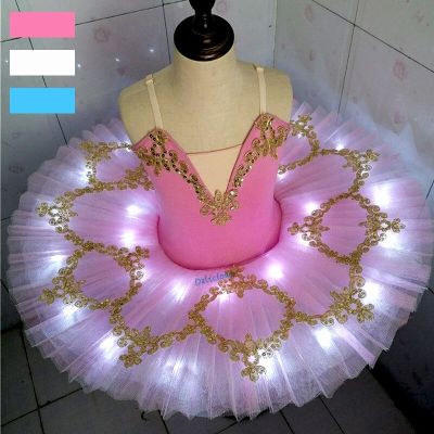 Girls Led Light Professional Ballet Tutu Glow Ballerina Ballet Dress Kids Luminous Birthday Party Dance Costume Dancewear