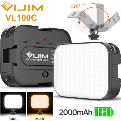VIJIM แฟลชวิดีโอแอลอีดี VL100C 3200K-6500K 170 ° ปรับได้หัวรองเท้าเย็น Vlog เติมแบตเตอรี่2000Mah แผ่นเรืองแสงกล้อง