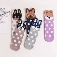 【Sock shop】5คู่ใหม่ฤดูใบไม้ผลิและฤดูร้อนการ์ตูนผู้หญิงถุงเท้าผู้ใหญ่สัตว์น่ารักสบายๆลูกสุนัข Dot สุนัขถุงเท้าผ้าฝ้ายที่สะดวกสบาย