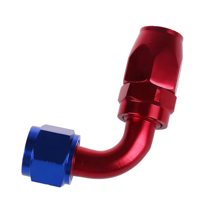 an10-90-degree-swivel-oil-fuel-hose-end-fitting-adapter-aluminum-red-blue