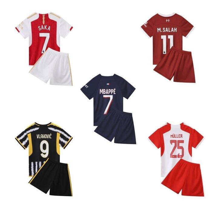2324 Season Mbappe Salah Saka Jersey Football for Kids Boys Girls
