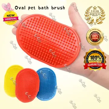 Dog Bath Brush , Aoche Pet Bath Comb Brush Soothing Massage Rubber Comb  2pcs with Adjustable Ring