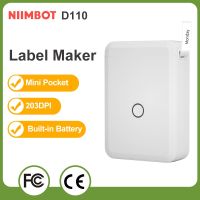 Niimbot เครื่องพิมพ์ฉลาก D110มินิเครื่องปริ้นตราด้วยความร้อนสติกเกอร์บลูทูธไร้สายเครื่องพิมพ์ฉบับกระเป๋าป้ายเชื่อมต่อ BT 53