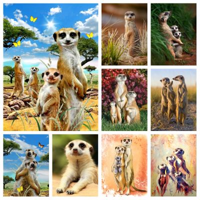 5d Cute Meerkat Animal AB Diamond Art Painting Full Square Drills Small Mongoose Family Landscape Cross Stitch Wall Decor Gif Could not close temporary folder: s