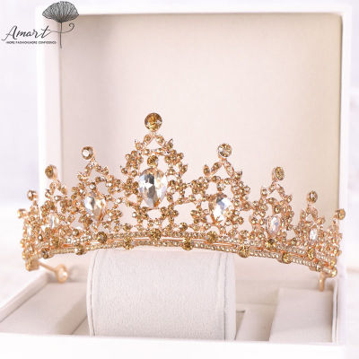 Amart แต่งงาน Tiaras คริสตัลเจ้าสาวอุปกรณ์ผม Rhinestone คริสตัลวันเกิดมงกุฎผมเครื่องประดับ