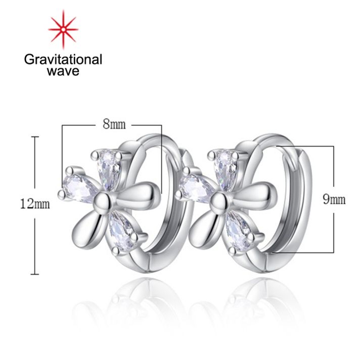 gravitational-wave-sweet-women-blossom-shape-cubic-zirconia-ฝัง-huggie-ต่างหูเครื่องประดับ