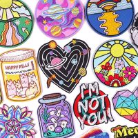 ❁☃ Space Planet Applique Embroidered Patches For Clothing DIY Sewing Patch Iron Patches On Clothes Cartoon Animal Fusible Patch