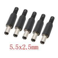 5Pcs 5.5 x 2.5mm DC Male Plug Power Supply Ends Solder Type DIY DC Barrel Plugs Jack Connector Adapter 5.5*2.5mmWires Leads Adapters