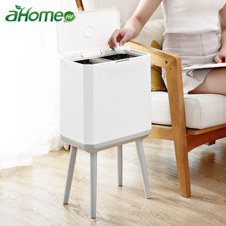 Fypo 14L Trash Can Large Capacity Dustbin with Lid High Leg Garbage Bin
