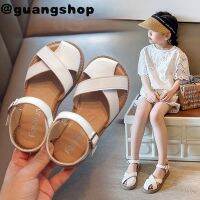 guangshop สไตล์เรียบง่ายเด็กสาวข้ามสายรองเท้าแตะ Velcro นุ่มสบายแต่เพียงผู้เดียวป้องกันการลื่น2-18ปีเด็กรองเท้า T22N06CC-104