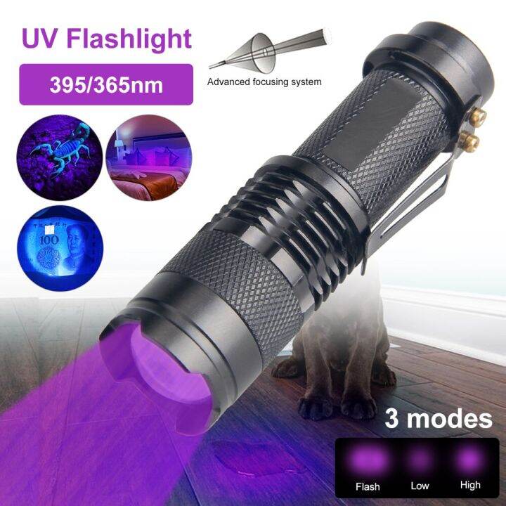 Portable 365/395nm UV Flashlight Mini LED Ultraviolet Torch Pet Urine ...