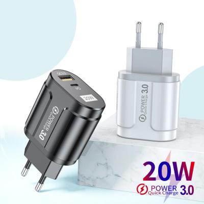 20W EU/US Plug Type C Fast Charger USB Charger Quick Charge 3.0 Adapter For IPhone 12 XIaomi Huawei Tablet Portable Wall Plug