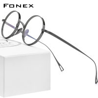 FONEX กรอบแว่นไทเทเนียมบริสุทธิ์ของผู้ชาย2021,แว่นตาคอกลมแบบย้อนยุควินเทจใหม่น้ำหนักเบาพิเศษปี F85644