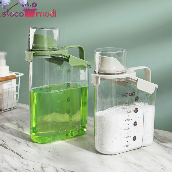 Airtight Laundry Detergent Powder Storage Box Clear Washing Powder  Container with Measuring Cup Multipurpose Plastic Cereal Jar