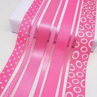 5 Meter/Lot Hot Pink Color Grosgrain Ribbon Satin Ribbon Dot Print DIY Girls Hair wear Accessories 3mm 6mm 9mm 16mm 25mm 38mm Gift Wrapping  Bags