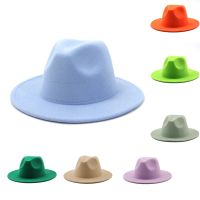 ◑☈ QBHAT Autumn Winter Womens Stage Felt Top Hat Fedoras Big Brim Hats for Women Lady Vintage Church Hat Panama Green Jazz Cap шапк