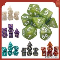 SHIWEI732880294 7Pcs/set 7-Die Table Game ลูกเต๋า DND ลายมุกสีทึบ D4 D6 D8 D10 D12 D20 ลูกเต๋าเกม ทนทานต่อการใช้งาน เกมปาร์ตี้ปาร์ตี้ ลูกเต๋าหลายด้าน TRPG DND