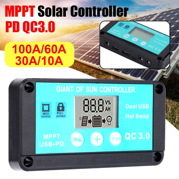 10A/30A/60A/100A Solar Charge Controller Mppt 3.0 Controller 12/24V