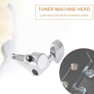 6 Pieces Silver Acoustic Guitar Machine Heads Knobs Guitar String Tuning Peg Tuner(3 for Left + 3 for Right)